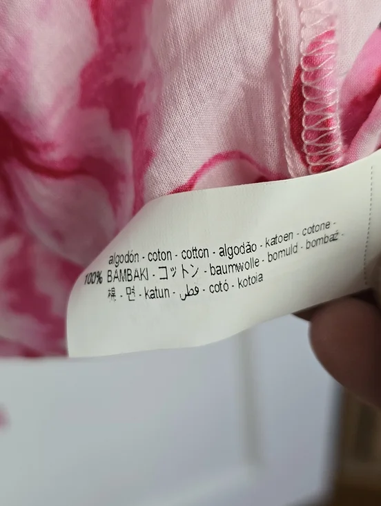 Zara Pink and Red Floral Cotton Blouse L - Picture 4 of 8